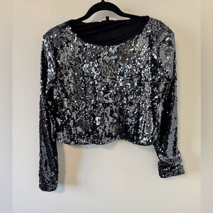 Long Sleeve Crewneck Sequin Top